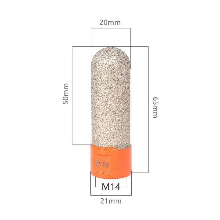 ดอกสว่านหัวกลมสำหรับนิ้วเชื่อมแบบสุญญากาศเกลียว-m14-20มม-ที่เจียรมุม1ชิ้นสำหรับแกรนิตกระเบื้องเซรามิคหินอ่อน