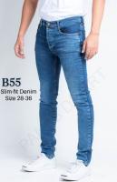 GNINE Slim-Fit Denim No.B55 สียีนส์ ฟอกลงตัว แบบคลาสสิค ผ้ายีนส์ยืด Size28-36"