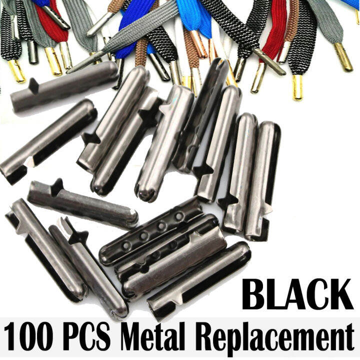 100 PCS Metal Replacement Shoelace Shoe Lace Aglet Tip Head Aglets End
