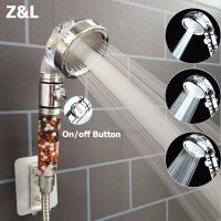 Bathroom 3 Modes High Pressure Shower Head with On/Off Switch Stop Button Water Saving Ionic Mineral Anion Handheld Showerheads Showerheads