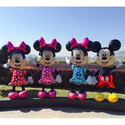 Giant Mickey Minnie Mouse Foil Balloon Pink Blue Black Bowknot Standing Kids toys Birthday Party baby shower Decoration Artificial Flowers  Plants