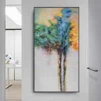 สีสันนามธรรมต้นไม้พืชภาพวาดผ้าใบโปสเตอร์และพิมพ์ Quadro Wall Art รูปภาพสำหรับห้องนั่งเล่น Cuadros ตกแต่งบ้าน