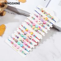 12pcs/set Fun Cartoon Ice Cream Ice Cream Shape Charm Bracelet for Women Kids Adjustable Soft Ceramic Beads Braided Anklet