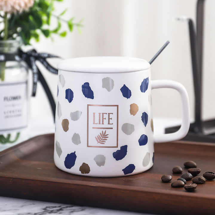 แก้วน้ำเซรามิค-รุ่น-life-mug-มาพร้อมฝาปิดและช้อนสำหรับคน-แก้วน้ำ-แก้วเซรามิก-แก้วกาแฟ