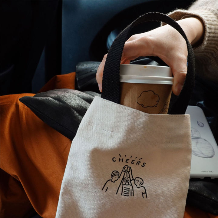 milk-tea-canvas-bag-canvas-bag-eco-mini-storage-bag-red-wine-shopping-bag-umbrella-handbag-water-cup-holder