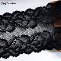 1Yard Black White Lace Trim Ribbon Embroidered Elastic Lace Fabric DIY Crafts Sewing Accessories Wedding Hair Garments Supplies Fabric  Material