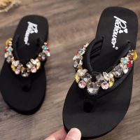 New summer Rhinestone Clip Toe Children Flip Flop Platform girl Beach Slippers Parent-child fashion sandals flat slippers sh271