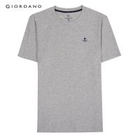 GIORDANO เสื้อยืดผู้ชาย คอกลม - Mens Classic Man Tees มี จัดส่ง เสื้อยืดคอกลมผ้าฝ้าย