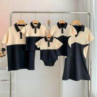 【YF】 Parent-child Summer Clothes 2023 New Family Of Three Black Apricot Exotic Mother-daughter Dress Father-child T-shirt