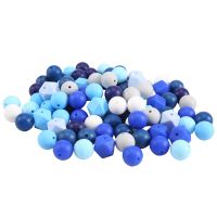 15mm Blue Silicone Beads Bulk for Keychain Making - 95 Silicone Craft Beads Faceted Geometric Polygon Beads DIY Kit