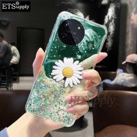 เคสโทรศัพท์ Realme 11 4G กากเพชรนิ่มรูปดาวพระจันทร์ด้านหลังซิลิโคนใสพับเป็นขาตั้งดอกเบญจมาศเคส Realme11 4G