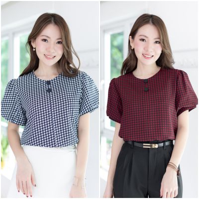 Narinari : MT0307 Button Balloon Sleeve Blouse