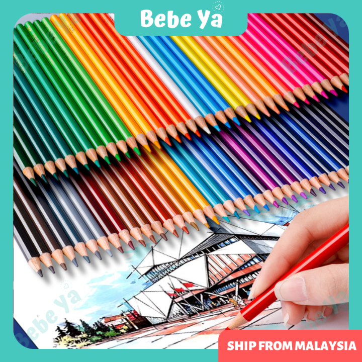 48 Colour Pencil Set - Oil Based Water Soluble Long Color Pencil ...