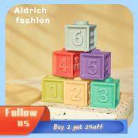 ALDRICH แฟชั่น6ชิ้น/12ชิ้นการงอกของฟันตัวต่อซิลิโคนเรียนรู้ตัวเลขสัตว์ตัวต่อบีบพัฒนาการซ้อนบล็อกตัวต่อทารก