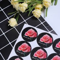 free shipping 1200pcs Pink rose black thank you ins sealing sticker Labels DIY Gift Sticker Self-Adhesive Scrapbooking Stickers Labels