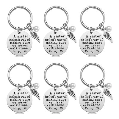 6Pcs Sister Keychain Sister Gifts From Sister Friendship Christmas Birthday Gifts for Sisters a Sister is Gods Way