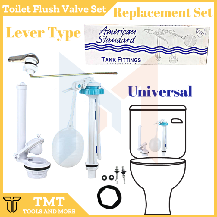 Toilet Tank Flush Valve Set Replacement Fitting Standard Lever Flush