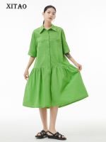 XITAO Dress Solid Color Casual Fashion Women Shirt Dress