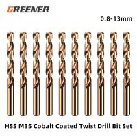 Greener 1.0-13mm 1PC 5PCS 10PCS Cobalt Coated Twist Drill Bit Set HSS M35 Gun Drill Bit For Wood/Metal Hole Cutter Power Tools Drills  Drivers