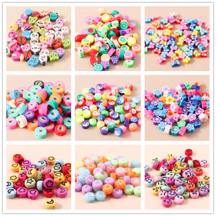 30-50-100pcs-cartoon-animal-fruit-butterfly-flower-polymer-clay-spacer-beads-for-jewelry-making-handmade-diy-bracelet-necklace