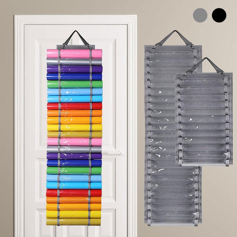Vinyl Roll Holder Vinyl Storage Organizer with 24 Roll Compartments,Door/Closet Hanging/Wall Mounting Vinyl Holder,Space Saving Organization for Craft Room 