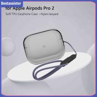 สายคล้องแบบมีเคสใสของแท้สำหรับ Apple AirPods Pro 2หูฟังบลูทูธเคสป้องกันการสูญหายเชือกสำหรับ Apple Airpods 3 2 1