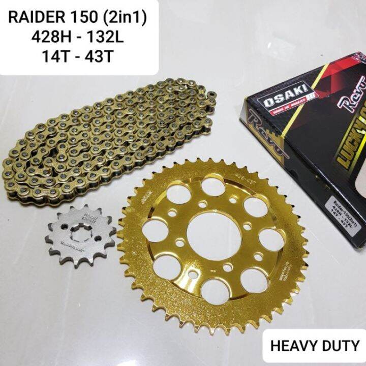 Osaki Lucky Gold Chain Sprocket Set Raider 150 2in1 428 Heavy Duty Lazada Ph