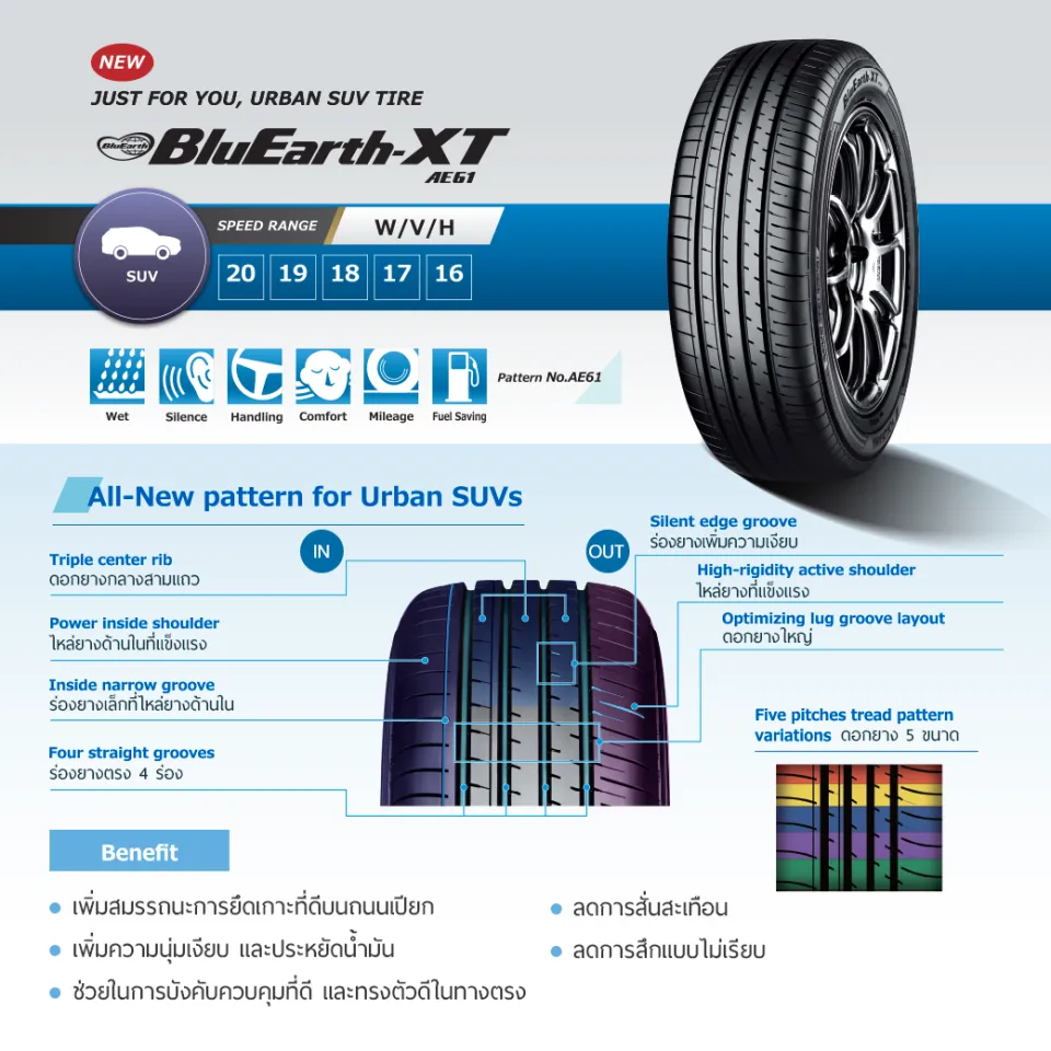 Yokohama 225/50R18 BluEarth-XT AE61 ยางใหม่ ผลิตปี2022 ราคาต่อ2