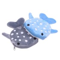 ☋○◘ Cute Cartoon Plush Shark Coin Purse Plush Animal Wallet For Women Kids Zipper Coin Bag