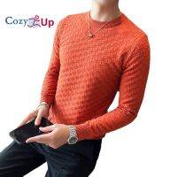 เสื้อสเวตเตอร์แขนยาวผู้ชาย Cozy Up สีทึบสบายคอกลมเสื้อถักบาง