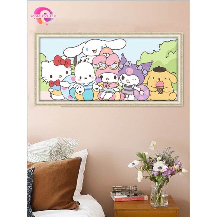 sanrio-5d-ภาพวาดเพชรเพชรเต็มงานปักครอสติช-diy-ปักเพชร-size30x60-40x80cm-การตกแต่งบ้านเพชร