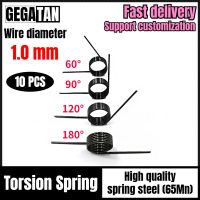 10ชิ้นเส้นผ่านศูนย์กลางลวด1.0มม. เหล็ก65Mn V-Shaped สปริงแรงบิดคืนมุม60 90 120 180องศาโลหะสปริงสกรูตะปูที่ยึด