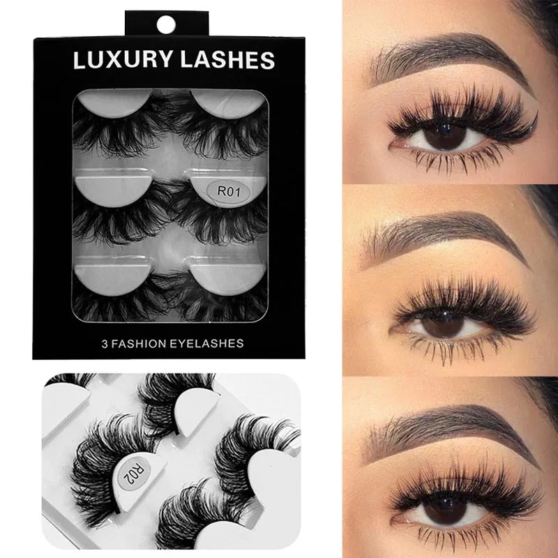 3 pairs 3D Faux Mink Hair Soft False Eyelashes Fluffy Wispy Thick Lashes  Handmade Soft Eye Makeup Extension Tools | Lazada PH