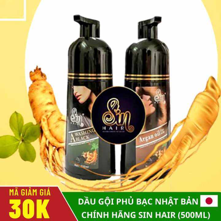 CHÍNH HÃNG] DẦU GỘI PHỦ BẠC ĐEN / NÂU TÓC SIN HAIR 500ML 