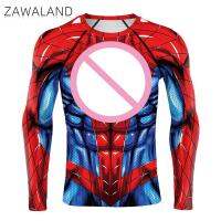 Zawaland 3D พิมพ์เสื้อยืดซูเปอร์ฮีโร่อะนิเมะการบีบอัดวิ่งเพาะกายยิมสวมใส่สำหรับการออกกำลังกายแห้งเร็วแน่นท็อปส์