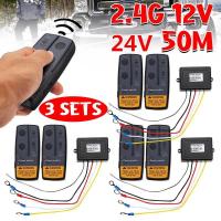 3Set 12V 24V 2.4G 50M Universal Car Wireless Winch Crane Remote Control Controller with Twin Handset Remote Range