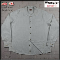 Wrangler®แท้ อกจริง 50 ไซส์ 3XL เสื้อเชิ้ตผู้ชาย แรงเลอร์ แขนยาว สีขาว