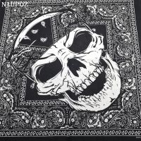 New Design Fashion Hip Hop 100% Cotton Skull Bandana Square Scarf Black Paisley Bicycle Headband For Women/Men/Boys/Girls