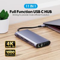 {Bishop Belle}11 In 1 Type C USB C ถึง4K ฮับที่รองรับ HDMI พร้อมหน่วยความจำ TF VGA RJ45 USB 3.0พอร์ต Splitter อะแดปเตอร์ต่อขยายแล็ปท็อป Dock