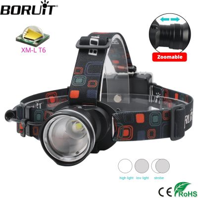 ✳✶ jiozpdn055186 Boruit RJ-2166 zoom farol led poderoso cabeça tocha à prova dwaterproof água acampamento caça lanterna uso aa bateria