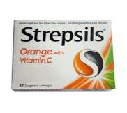 Kẹo Ngậm ho Cam Vitamin C hiệu Strepsils 24 viên