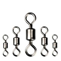 50pcs Heavy Duty Ball Bearing Barrel Fishing Rolling Swivel Stainless Steel Connector Solid Ring Fishing Tackle-SLPPP STORE