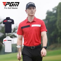 PGM Summer Short Sleeve Tops for Men Patchwork Golf T-shirts Turn-down Collar Shirts Male Breathable Casual Sportswear M-XXL