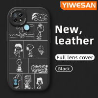 YIWESAN เคสสำหรับ Realme C21 C21Y C25Y ลายการ์ตูนสนูปี้แบบครอบครัวซิลิโคนนิ่มดีไซน์ใหม่เคสใส่โทรศัพท์หนังเคสมือถือกันกระแทกป้องกันการตกพร้อมเคสป้องกันกล้องเลนส์คลุมทั้งหมด