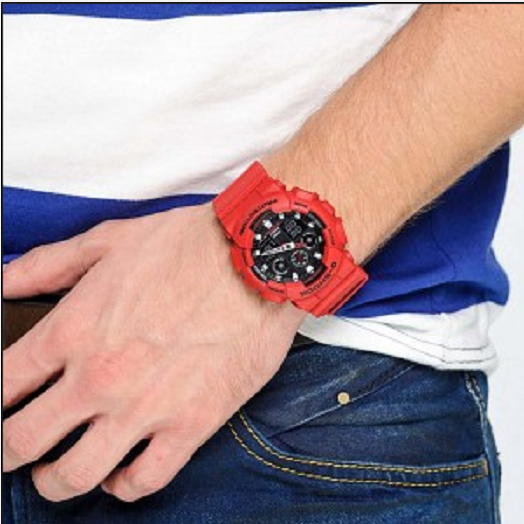 นาฬิกาข้อมือ-gshock-รุ่น-ga100b-4a-สีแดง