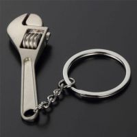 Mini Portable Outdoor Tool Silver Wrench Spanner Key Chain Ring Keyring Metal Keychain Adjustable Car-styling