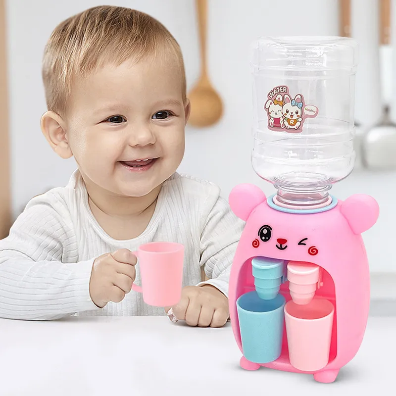 Mini Water Dispenser For Children Kids Gift Cute Cold/Warm Water Juice Milk  Drinking Fountain Simulation Cartoon Pig Kitchen Toy