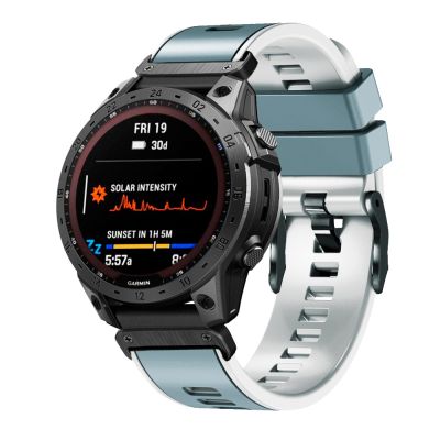 สำหรับ Garmin Fenix 7X สายนาฬิกาข้อมือซิลิโคนแบบปลดเร็วสองสีแบบเรียบขนาด26มม. (สีแดง)