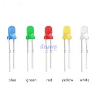 (5 ตัว) หลอด ไฟ LED ไดโอดแปล่งแสง สีขาว สีเหลือง สีแดง สีเขียว สีฟ้า DIY LED 3mm 5mm #แบบ A