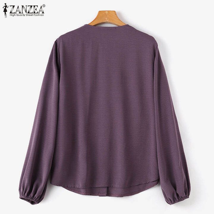 สินค้ามาใหม่-จัดส่งฟรี-fancystyle-zanzea-เสื้อผู้หญิงมุสลิม-เสื้อมีกระดุมด้านหน้าเสื้อปลอกแขนโคมไฟลำลอง